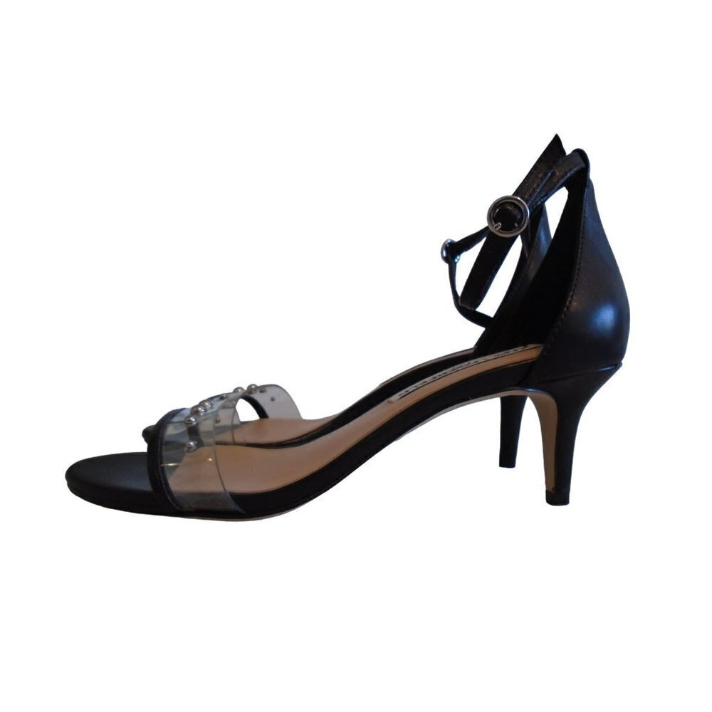 Karl Lagerfeld Paris Dixie Clear Kitten Heel Ankle Strap  7M
